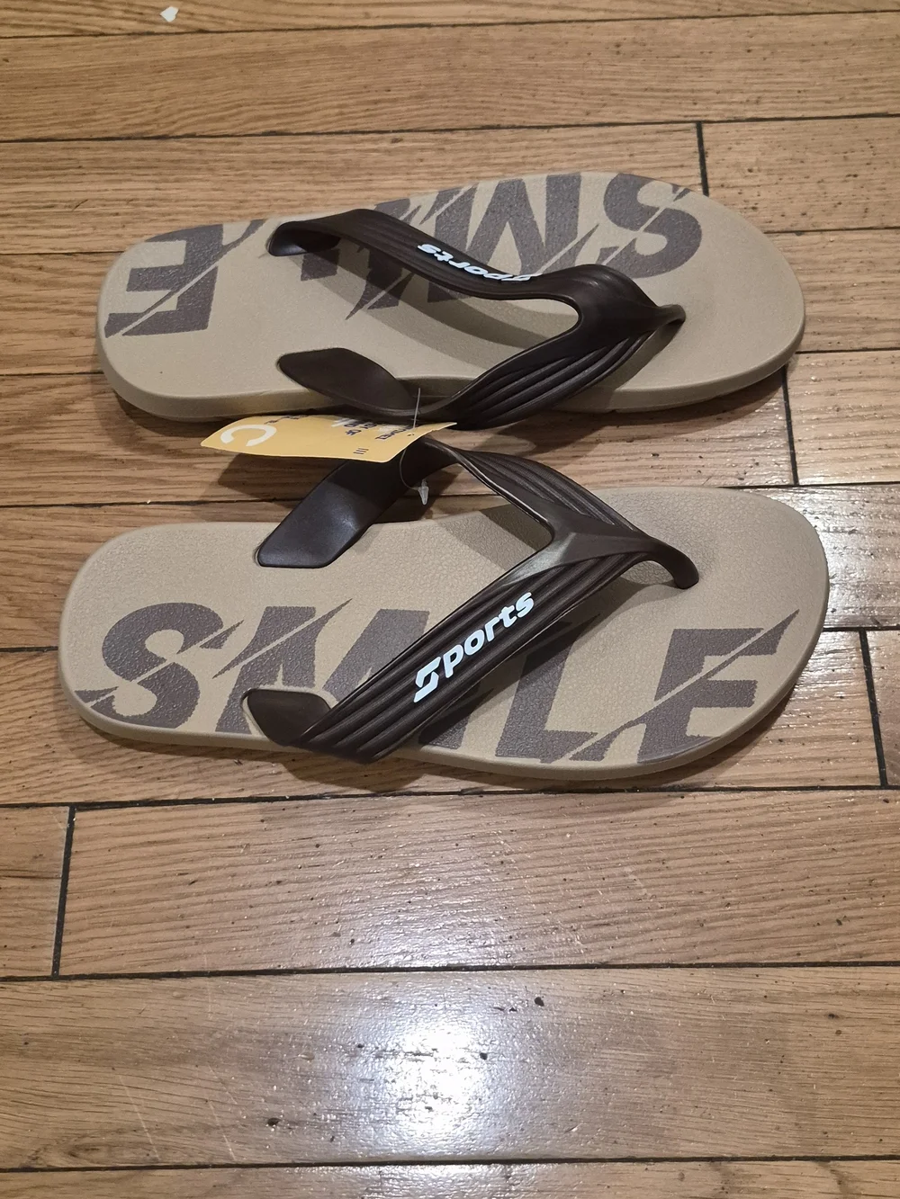 Sports Brown and Beige Men's Flip Flops